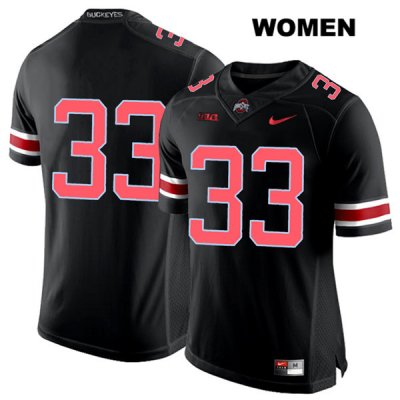 Women's NCAA Ohio State Buckeyes Master Teague #33 College Stitched No Name Authentic Nike Red Number Black Football Jersey VD20U07QX